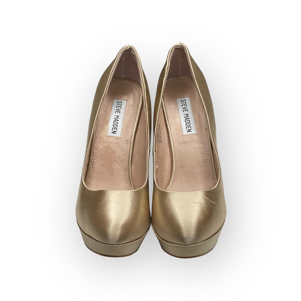 Steve Madden ☀︎︎ Partyy-R Glitter Crystal Platform Stilettos Pumps ☀︎︎ Champagne - Picture 9 of 16
